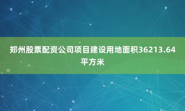 郑州股票配资公司项目建设用地面积36213.64平方米